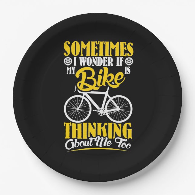 My Bike Thinking About Me Paper Plate (Front)