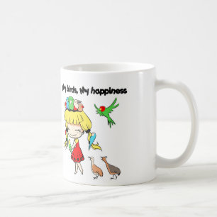 My birds my happiness cute cartoon coffee mug
