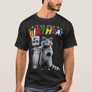 My Birthday Funny Raccoon 4th of July Glasses Grap T-Shirt