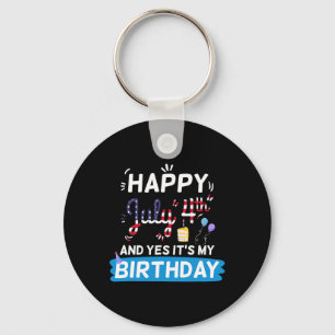 My Birthday July 4th American Independence Day Gif Keychain