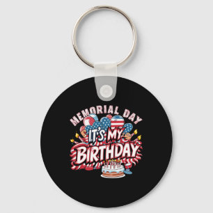 My Birthday Memorial Day Cool Retro Funny Independ Keychain