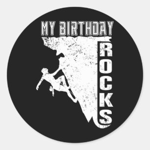 My Birthday Rocks Retro Climbing  Classic Round Sticker