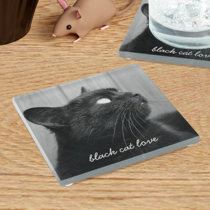 My Black Cat Photo Glass Coaster