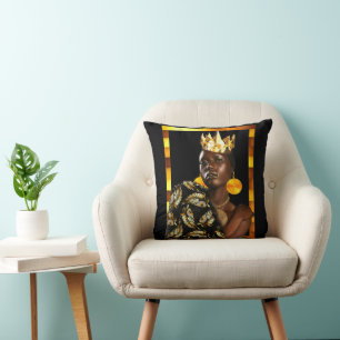 My Black Queen: Afrocentric Glam Party Throw Pillow