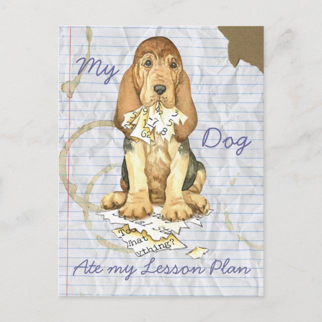 My Bloodhound Ate My Lesson Plan Postcard (Front)