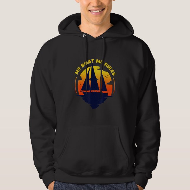My Boat My Rules Captain Boating Pontoon Hoodie (Front)