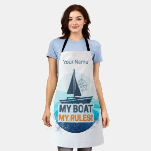 My Boat My Rules For Captain or Skipper Vintage Apron