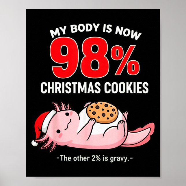 My Body Is 98% Christmas Cookies Funny Axolotl Paj Poster (Front)