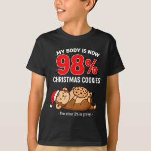 My Body Is 98% Christmas Cookies Funny Monkey Paja T-Shirt