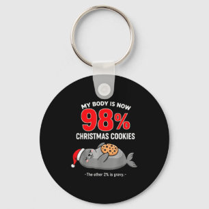 My Body Is 98% Christmas Cookies Funny Seal Pajama Keychain
