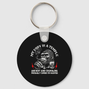 My Body Is A Temple Ancient And Crumbling Monkey F Keychain