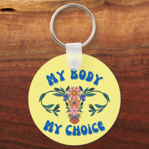 My Body My Choice Floral Uterus Pro-Choice  Keychain