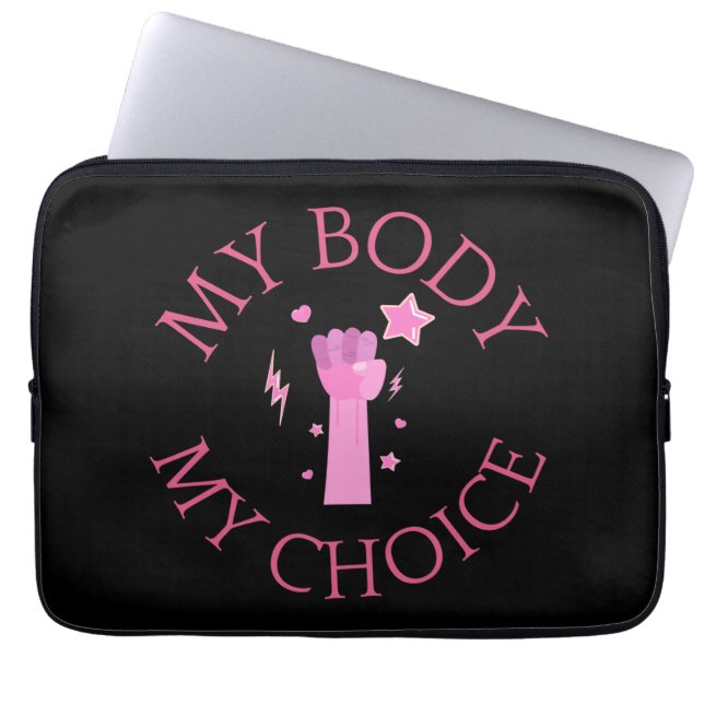 My Body My Choice Pink Fist Feminist  Laptop Sleeve (Front)