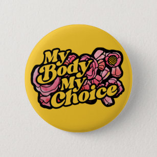 My Body My Choice Red Poppy Art Pro-Choice         2 Inch Round Button