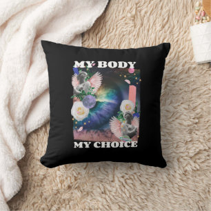 My Body My Choice Women's Rights Illustration Throw Pillow