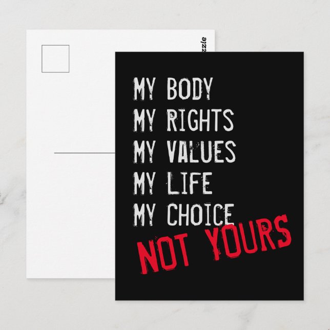 My body, Not yours Postcard (Front/Back)