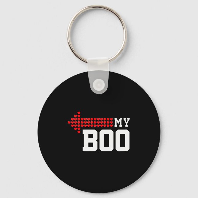My Boo &amp; My Bae Valentines Day Cute Couple Mat Keychain (Front)