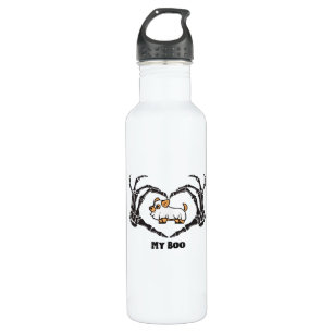 My Boo Chihuahua Costume With Skeleton Heart Hands 710 Ml Water Bottle