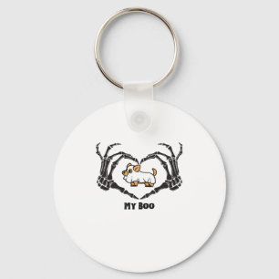 My Boo Chihuahua Costume With Skeleton Heart Hands Keychain
