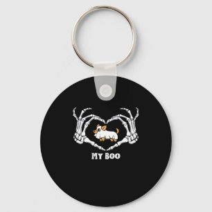 My Boo Chihuahua Costume With Skeleton Heart Hands Keychain