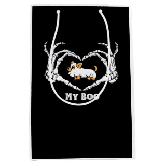 My Boo Chihuahua Costume With Skeleton Heart Hands Medium Gift Bag