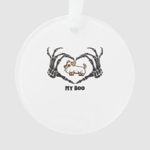 My Boo Chihuahua Costume With Skeleton Heart Hands Ornament