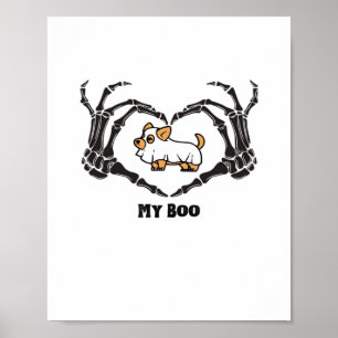 My Boo Chihuahua Costume With Skeleton Heart Hands Poster