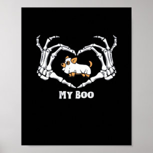 My Boo Chihuahua Costume With Skeleton Heart Hands Poster
