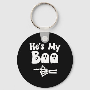My Boo Matching Halloween Pajama Couples Hes My Bo Keychain