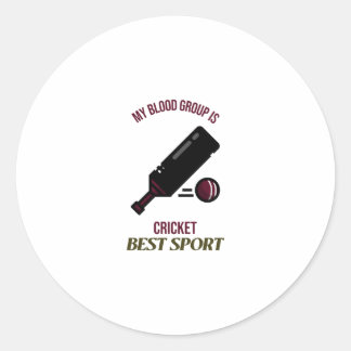 my bood group is cricket,best sport classic round sticker