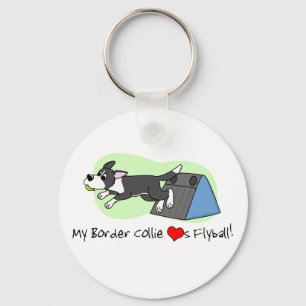 My Border Collie Loves Flyball Keychain