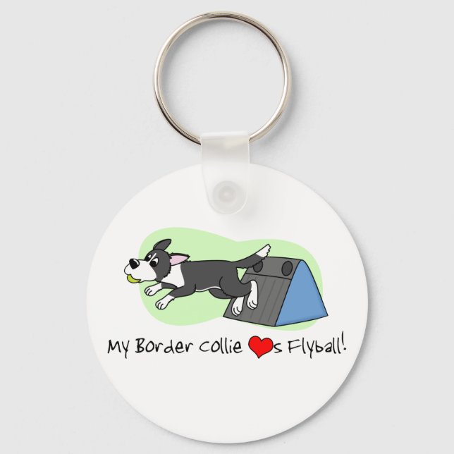 My Border Collie Loves Flyball Keychain (Front)