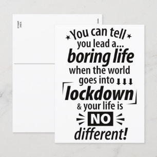 My Boring Lockdown Life - Funny Pandemic Saying    Holiday Postcard