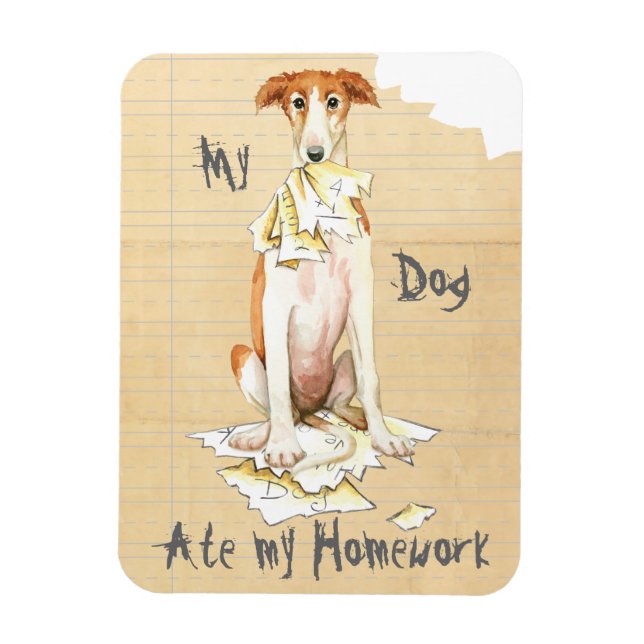My Borzoi Ate My Homework Magnet (Vertical)