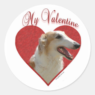 My Borzoi Valentine Classic Round Sticker