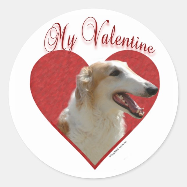 My Borzoi Valentine Classic Round Sticker (Front)