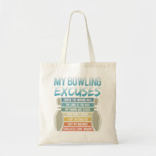 My Bowling Excuses Retro Vintage Ten Pin Funny Bow Tote Bag