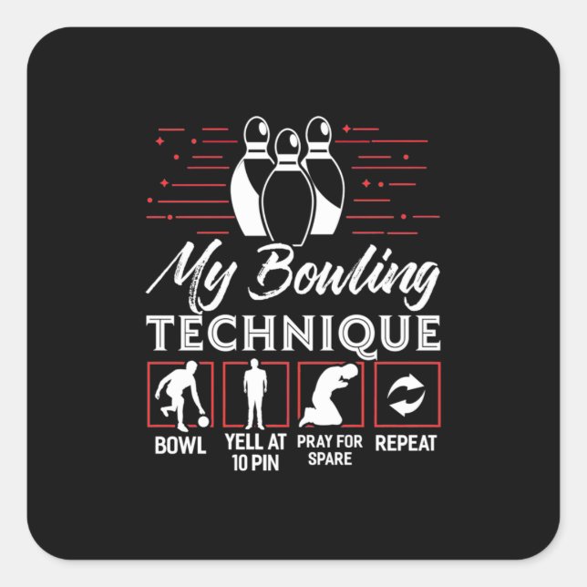 My Bowling Technique Square Sticker (Front)
