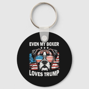 My Boxer Loves Trump Keychain