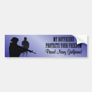 My Boyfriend Protects Your Freedom (Navy Girlfrien Bumper Sticker