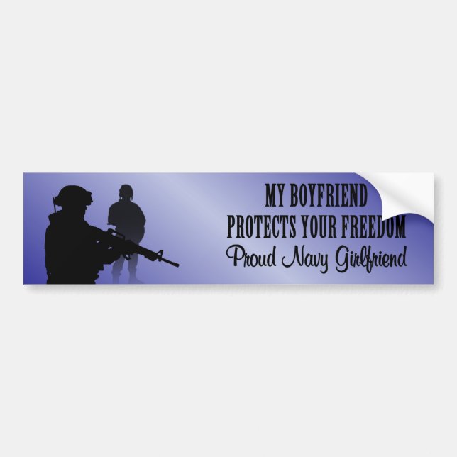 My Boyfriend Protects Your Freedom (Navy Girlfrien Bumper Sticker (Front)