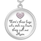 My boys stole my heart Mom necklace