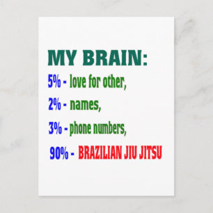 My Brain 90 % Brazilian Jiu Jitsu. Postcard
