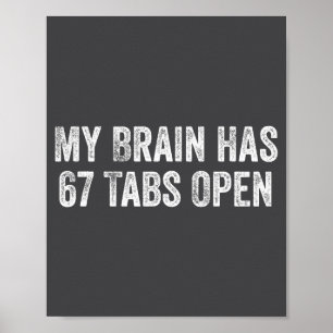 My Brain Has 67 Tabs Open Funny Sarcastic Humor 6 Poster