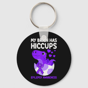 My Brain Has Hiccups Purple Ribbon Epilepsy Keychain