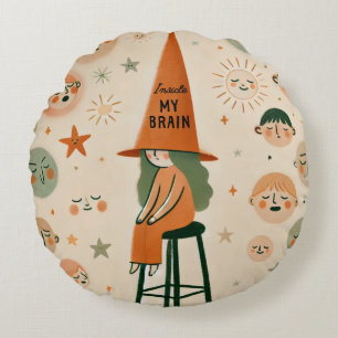 My brain inside illustration  round pillow