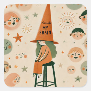 My brain inside illustration  square sticker