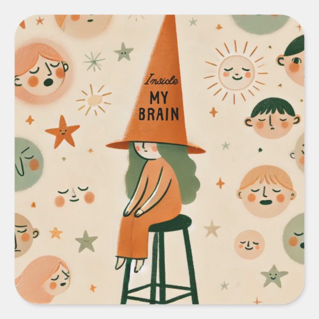 My brain inside illustration  square sticker (Front)