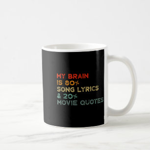 My Brain Is 80% Song Lyrics &amp; 20% Movie Quotes Coffee Mug