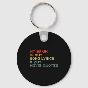 My Brain Is 80% Song Lyrics &amp; 20% Movie Quotes Keychain